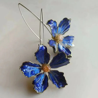 Blue Floral Enamel Earrings – Exquisite