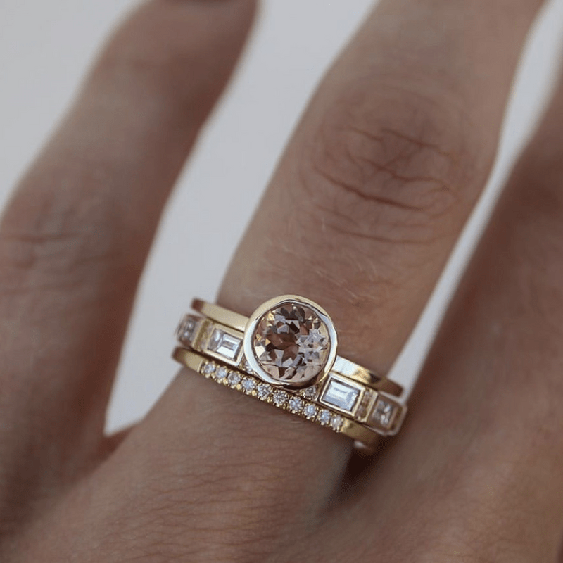 Gold Inlaid Crystal Ring Set – Exquisite