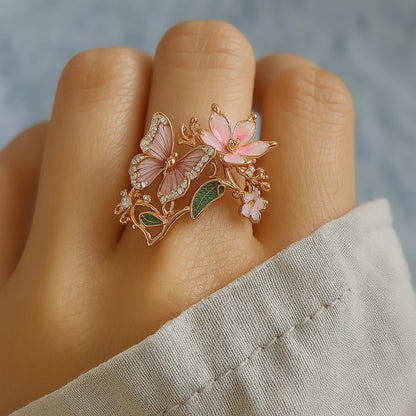 Rose Gold Butterfly Zirconia Ring – Timeless