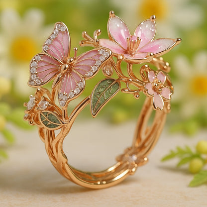 Rose Gold Butterfly Zirconia Ring – Timeless